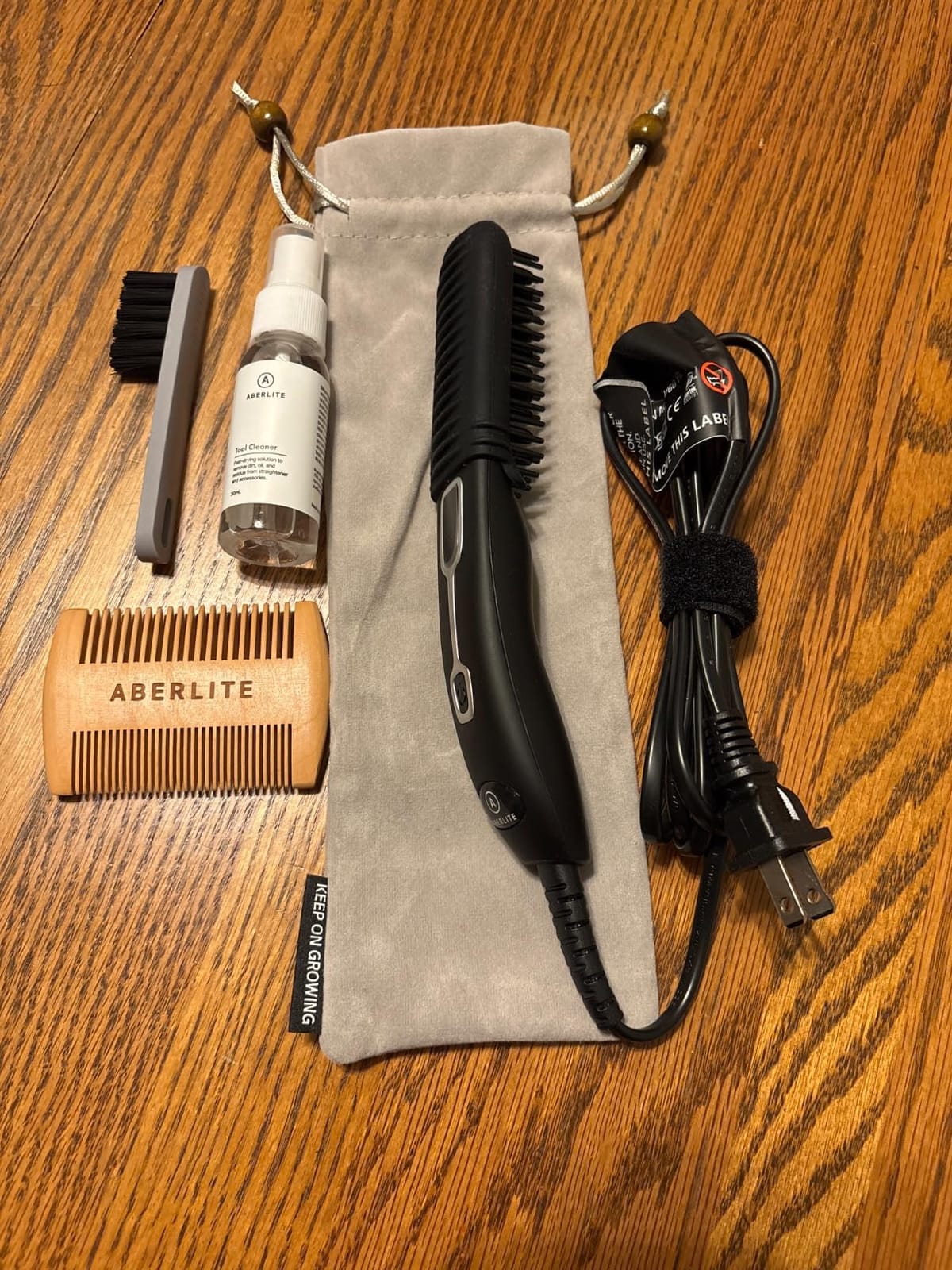Aberlite EDC - Premium Beard Straightener Brush - Professional Heated Straightening Comb and Grooming Kit for Men (Gray) customer photo 1