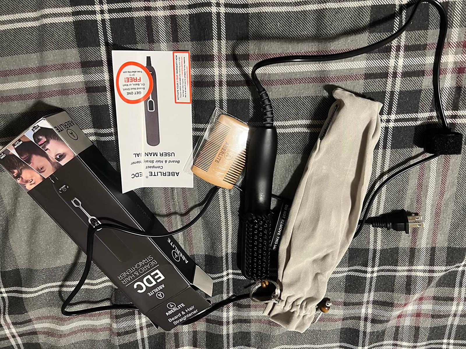 Aberlite EDC - Premium Beard Straightener Brush - Professional Heated Straightening Comb and Grooming Kit for Men (Gray) customer photo 2