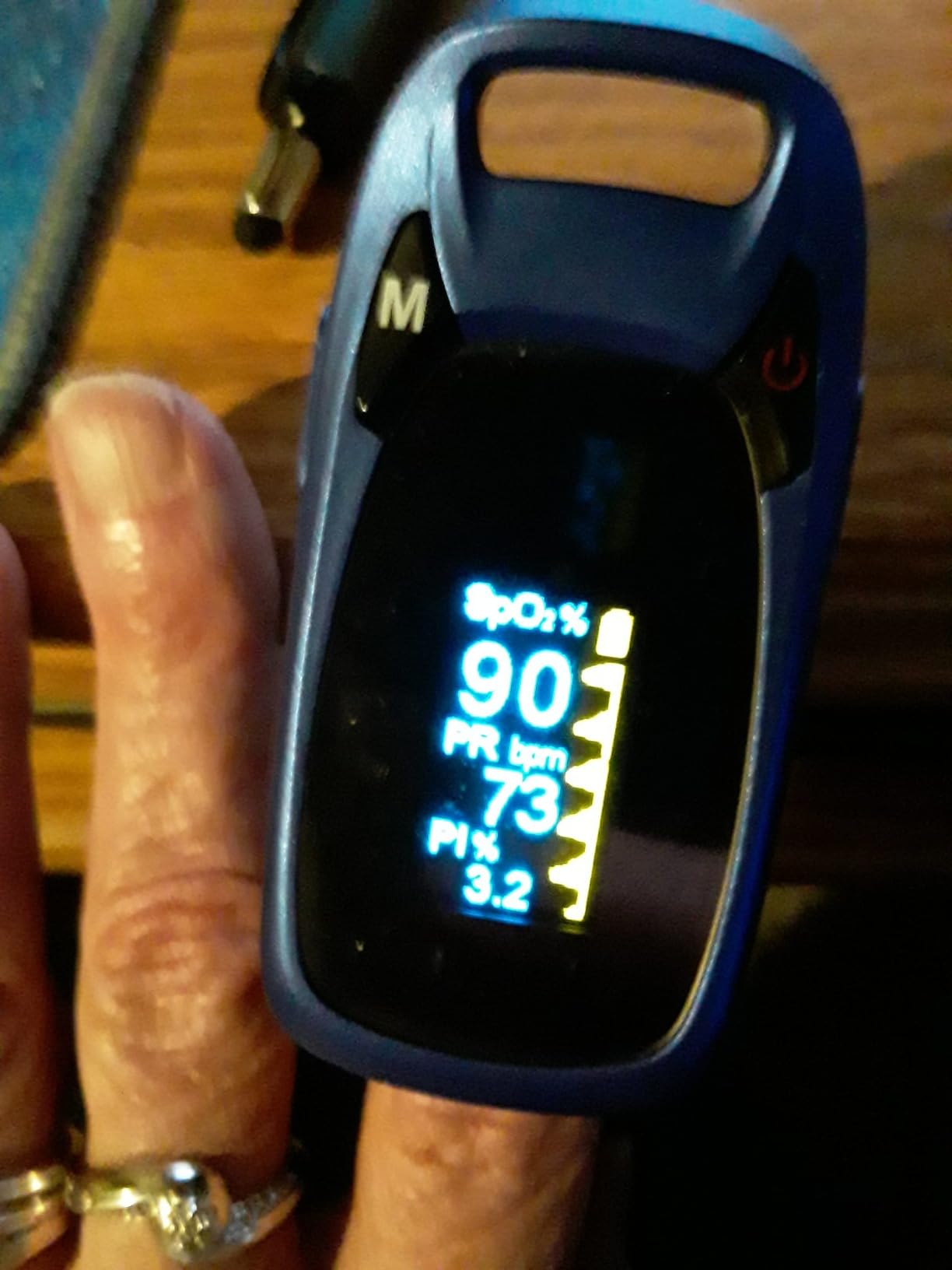 Fingertip Pulse Oximeter with Plethysmograph and Perfusion Index, include carrying case, Large OLED Digital Display Blood Oxygen Saturation Monitor Heart Rate Monitor (Color: Red-Orange) customer photo 2