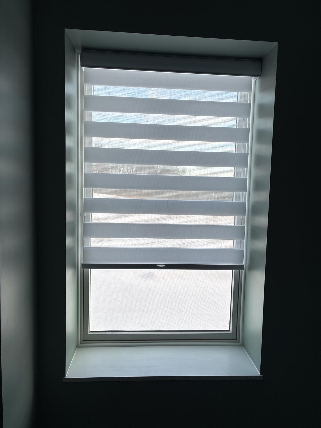 CHICOLOGY Zebra Blinds Cordless, Light Filtering, White Shade, 35W x 72H | Dual Layer Zebra Shade, Light Filtering for Windows, Cordless Child Safe, Inside Outside Mount, Bedroom Living Room customer photo 1
