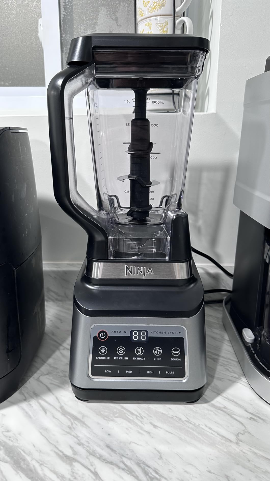 Ninja Professional Plus Kitchen System, 1400WP, Auto-iQ, Grey, BN801 | 5 functions for smoothies, chopping & dough with Auto-iQ. 72-oz blender pitcher, 64-oz processor, (2) 24-oz cups. customer photo 1