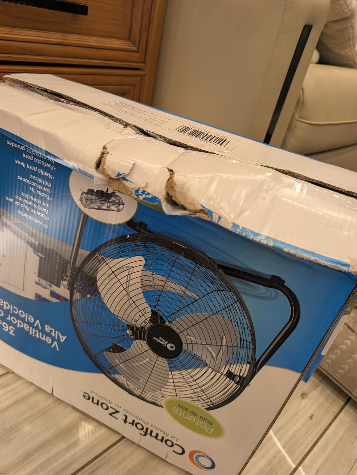 Comfort Zone 20-Inch High-Velocity Industrial Floor Fan, Heavy-Duty 3-Speed Metal Shop Fan with 180° Adjustable Tilt & Carry Handle, Quiet Vibration-Free Cooling for Garage, Workshop, & Home customer photo 1