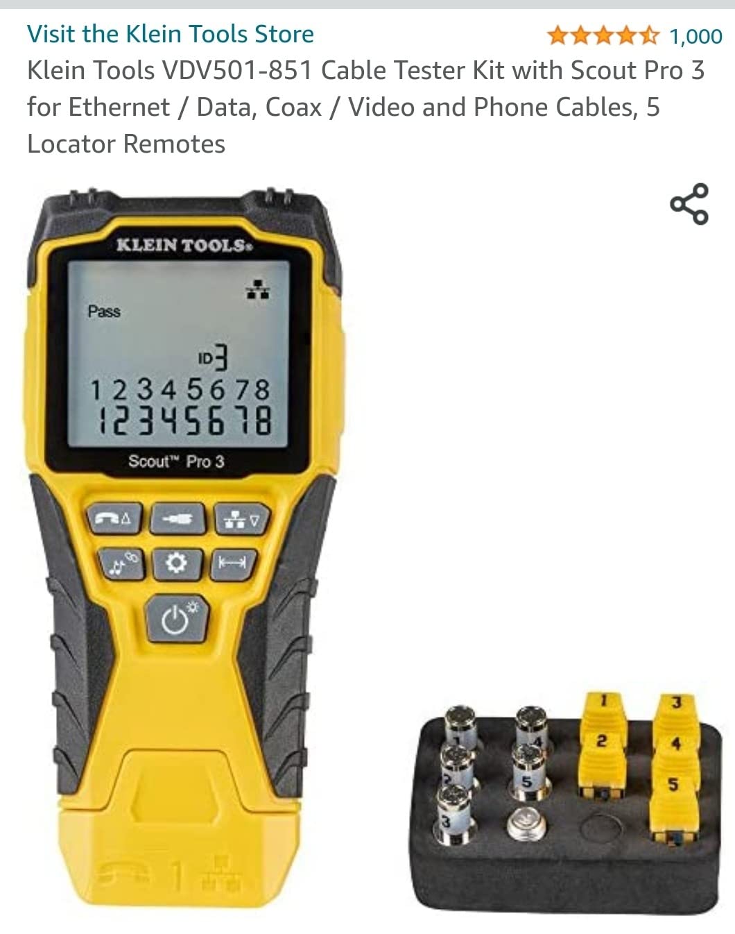 Klein Tools VDV501-851 Cable Tester Kit with Scout Pro 3 for Ethernet / Data, Coax / Video and Phone Cables, 5 Locator Remotes customer photo 2