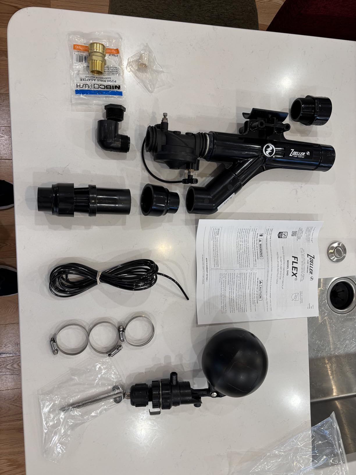 Zoeller 540 FLEX Water-Powered Backup Sump Pump System | No Battery/Electricity Required - Installs Horizontally or Vertically - During Sump Pump Failure - 3/4 Inch Inlet / 1-1/2 Inch Discharge customer photo 2