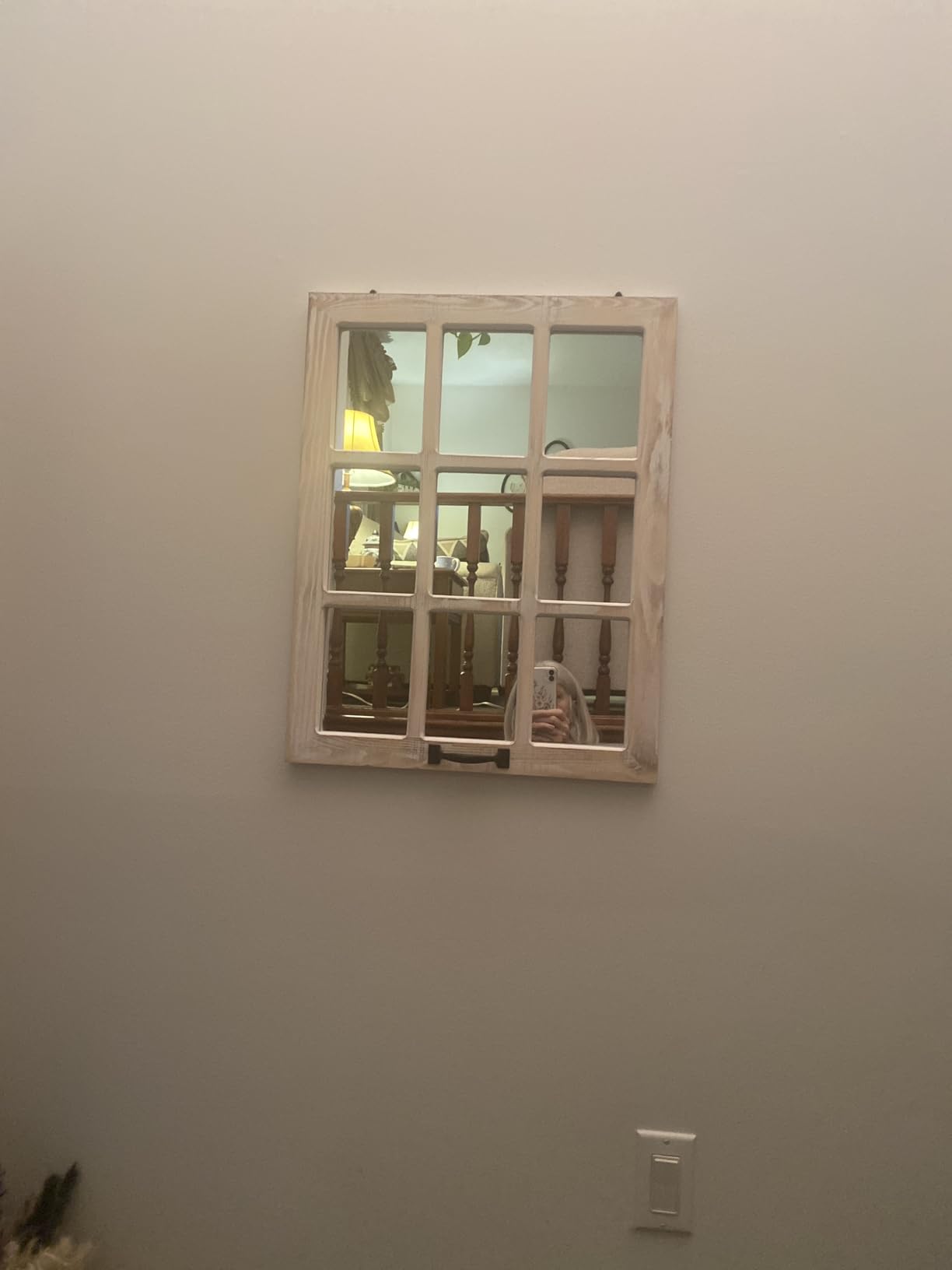 LOSOUR Decorative Wall Mirror-Distressed Wood Windowpane Mirror- Farmhouse Mirrors for Wall with Hanging Hardware for Bedroom Living Room Bathroom Kitchen (1, 18Wx23L) customer photo 2
