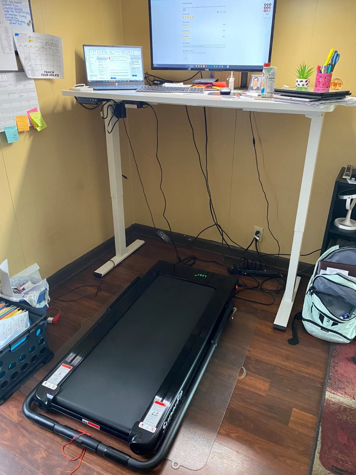 Goplus 2 in 1 Folding Treadmill, 2.25HP Under Desk Electric Superfit Treadmill, Installation-Free with APP Control, Remote Control, Bluetooth Speaker, LED Display, Walking for Home customer photo 1