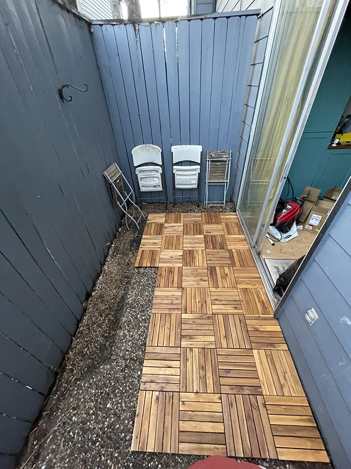Majestick Goods 8-Pack Long Slat Acacia Wood Interlocking Deck Tiles customer photo 2