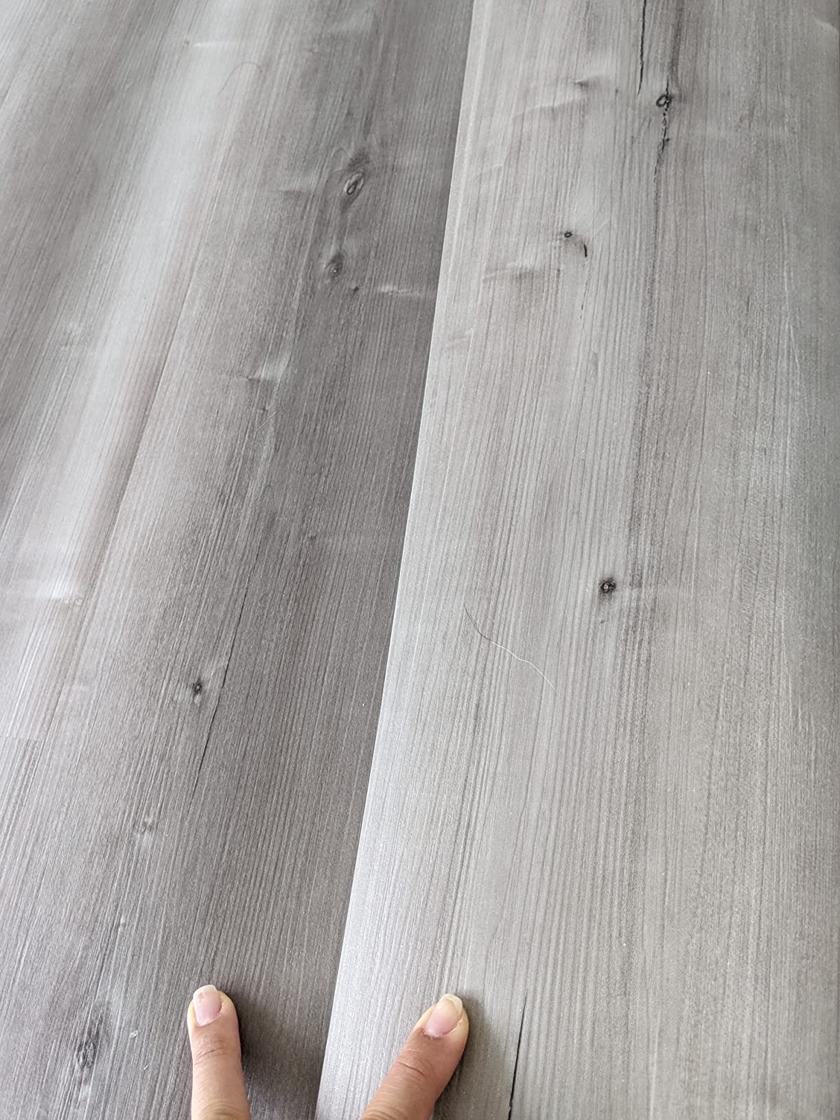 Peel and Stick Floor Tile, 10-Pack 15 Sq.Ft, Natural Grey Wood Grain Look customer photo 1