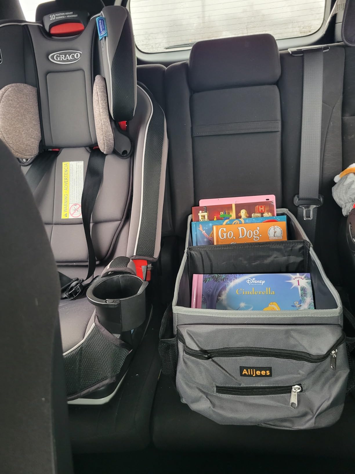 Car Seat Organizer - Backseat Car Organizer with Cup Holders, Car Storage Organization for Front Back Passenger Seat, Road Trip Essentials Kids for Travel Car Accessories, Black customer photo 1