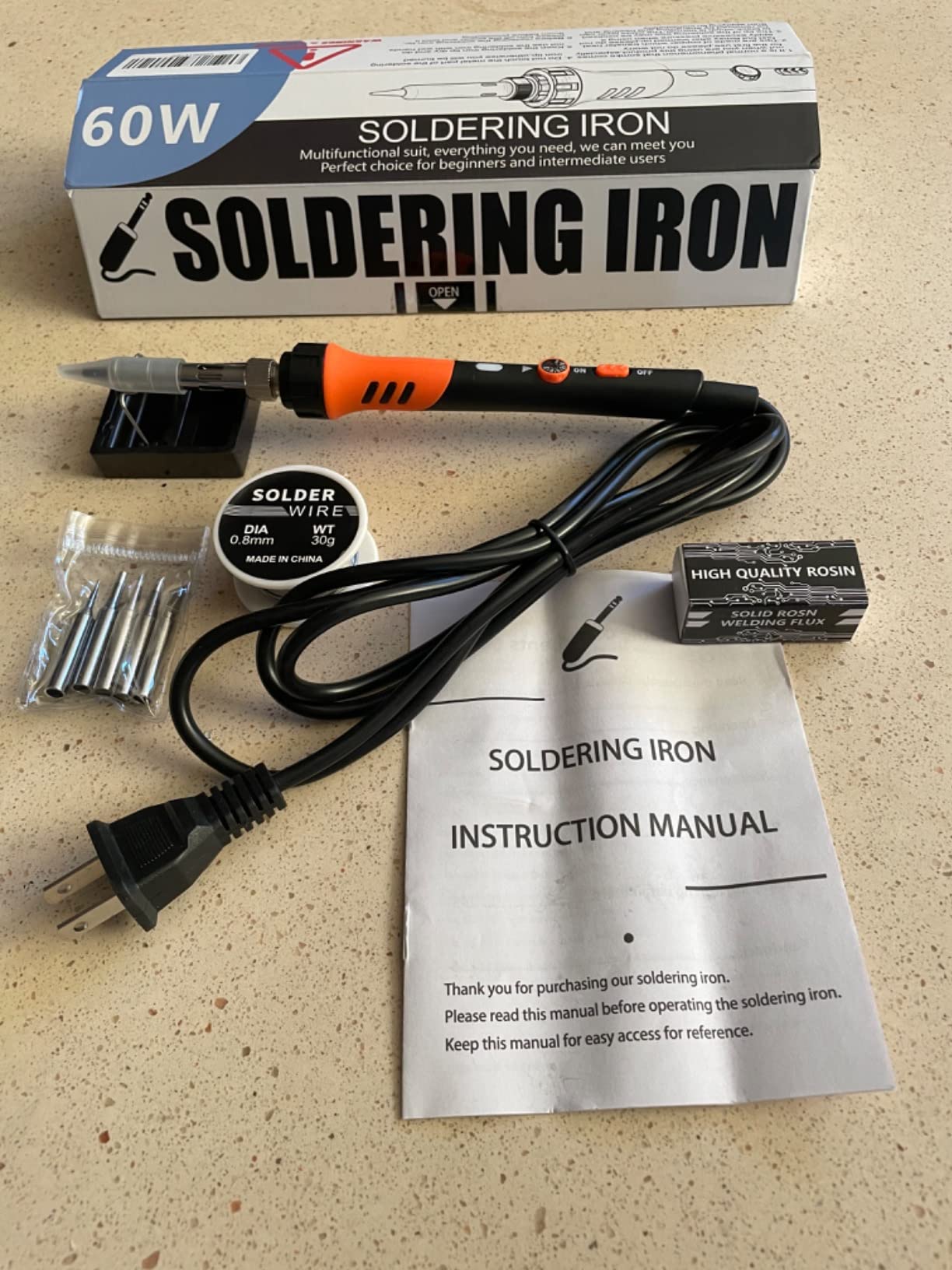 60W Adjustable Temperature Soldering Iron Kit - 9-in-1 With 5 Tips, Solder Wire Stand for Soldering and Repair customer photo 1