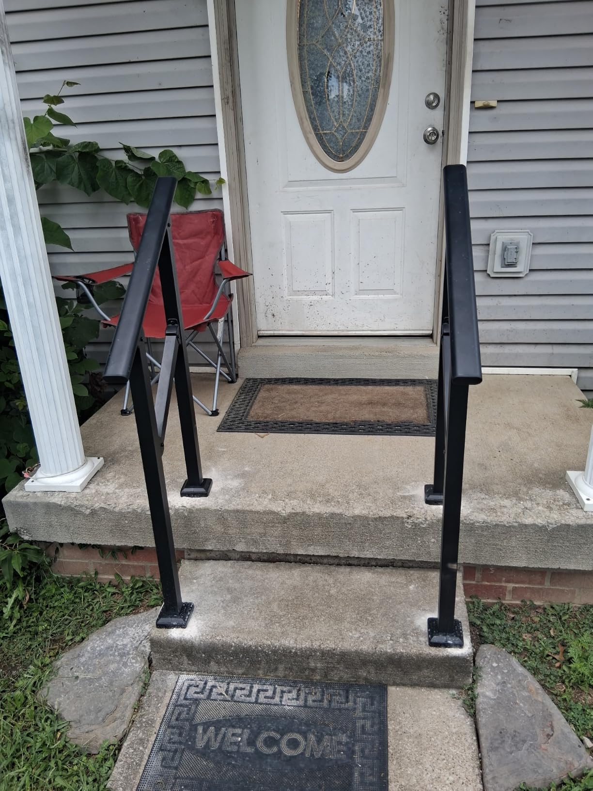 Metty Metal Hand Rails for Outdoor Steps,4 Step Stair Railing Kit customer photo 2