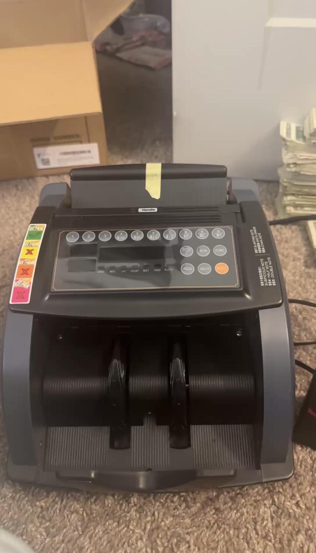 Aneken Money Counter with Value Count, 1300 Bills/Min for USD & EUR | UV/MG/IR/THK/DIM/CCH/FL/SL Counterfeit Detection, Count, Add, Batch & Auto/Manual Modes for Cash-Handling Businesses customer photo 1