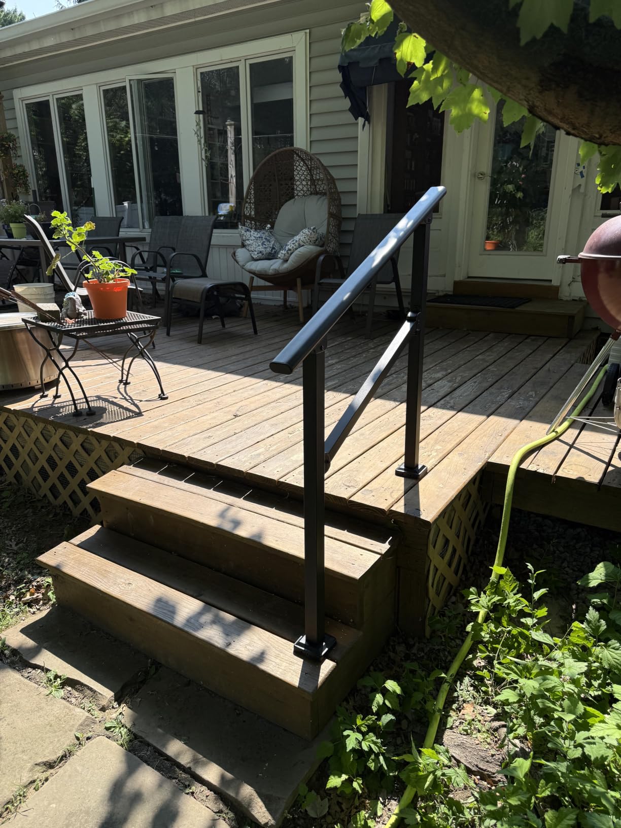 Metty Metal Hand Rails for Outdoor Steps,3 Step Stair Railing Kit customer photo 2