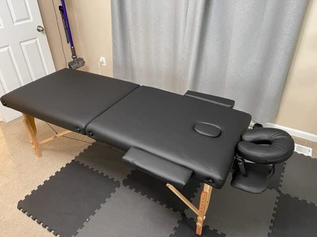 KCC Memory Foam Massage Table Premium Portable Foldable Massage Bed Height Adjustable, 84 Inches Long 28 Inchs Wide Home Salon Spa Bed Tattoo Table with Accessories &Carrying Case, Easy Set Up customer photo 1