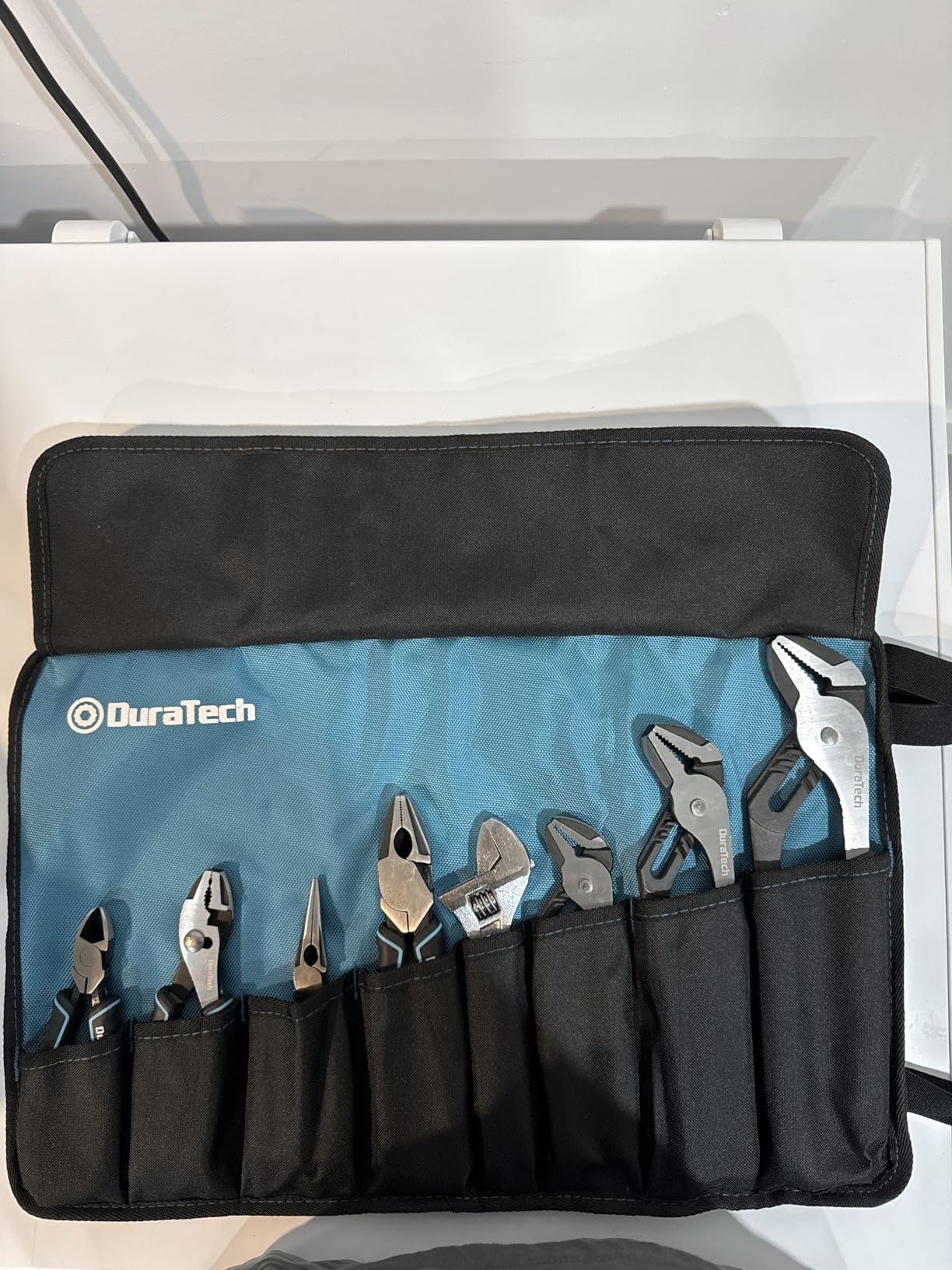 DURATECH 8-Piece Pliers Set with Rolling Pouch, Cr-V/Cr-Ni Construction | 3 Groove Joint Pliers (12