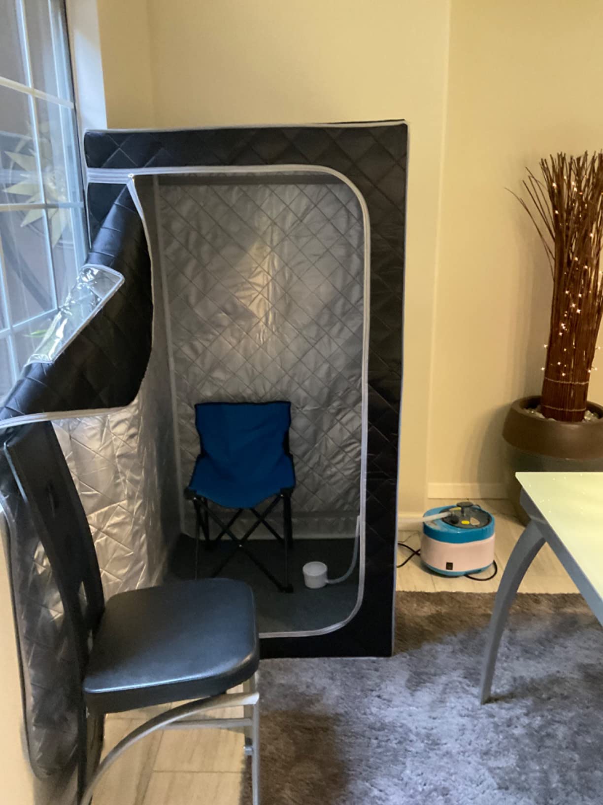 ZONEMEL Full Size Portable Steam Sauna Kit, Personal Full Body Home Spa for Detox, Relaxation, 4 Liters 1500 Watt Steamer, Remote Control, Timer, Foldable Chair (L31.5 x W31.5 x H55.1, 3 Windows) customer photo 1