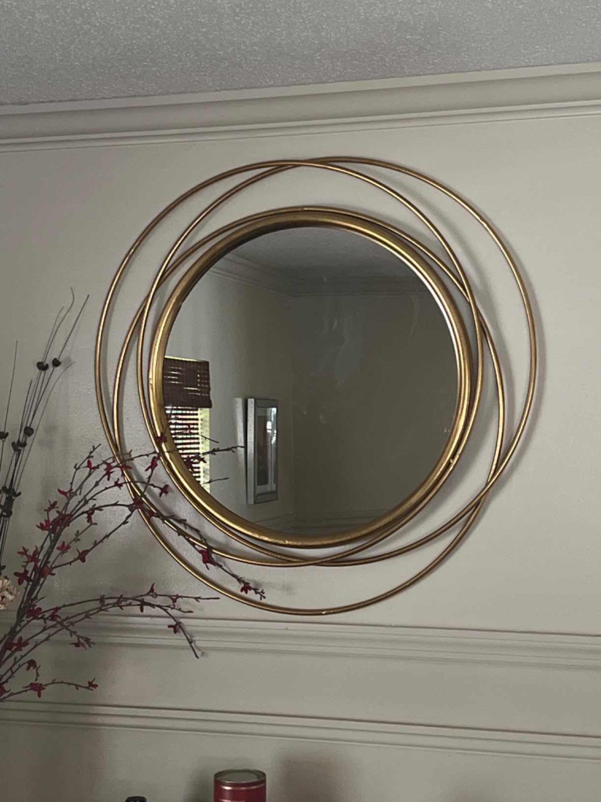 Gold Round Mirror, 36 Inch Decorative Circle Wall Mirror for Entryway, Living Room & Hallway, Large Iron Hanging Mirror customer photo 1