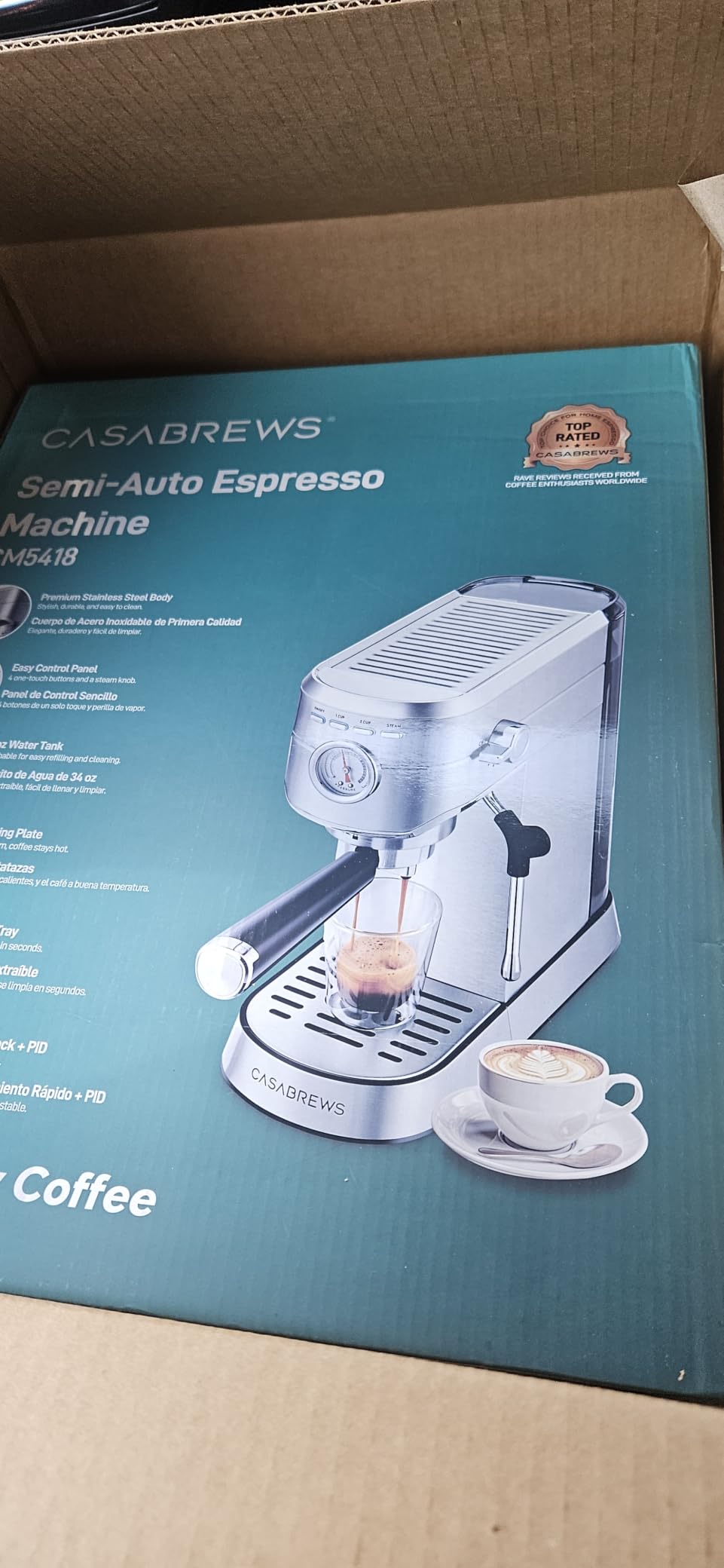CASABREWS CM5418 Compact Espresso Machine with Milk Frothing Steam Wand customer photo 1