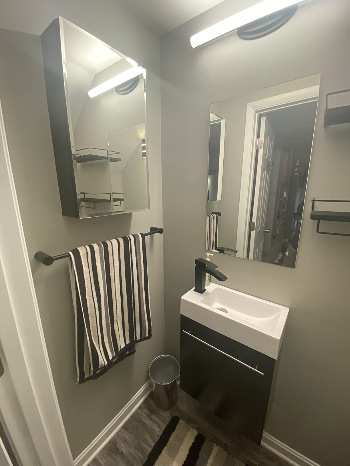 14 x 24 Black Aluminum Medicine Cabinet with Mirror, Recessed/Surface Mount customer photo 1