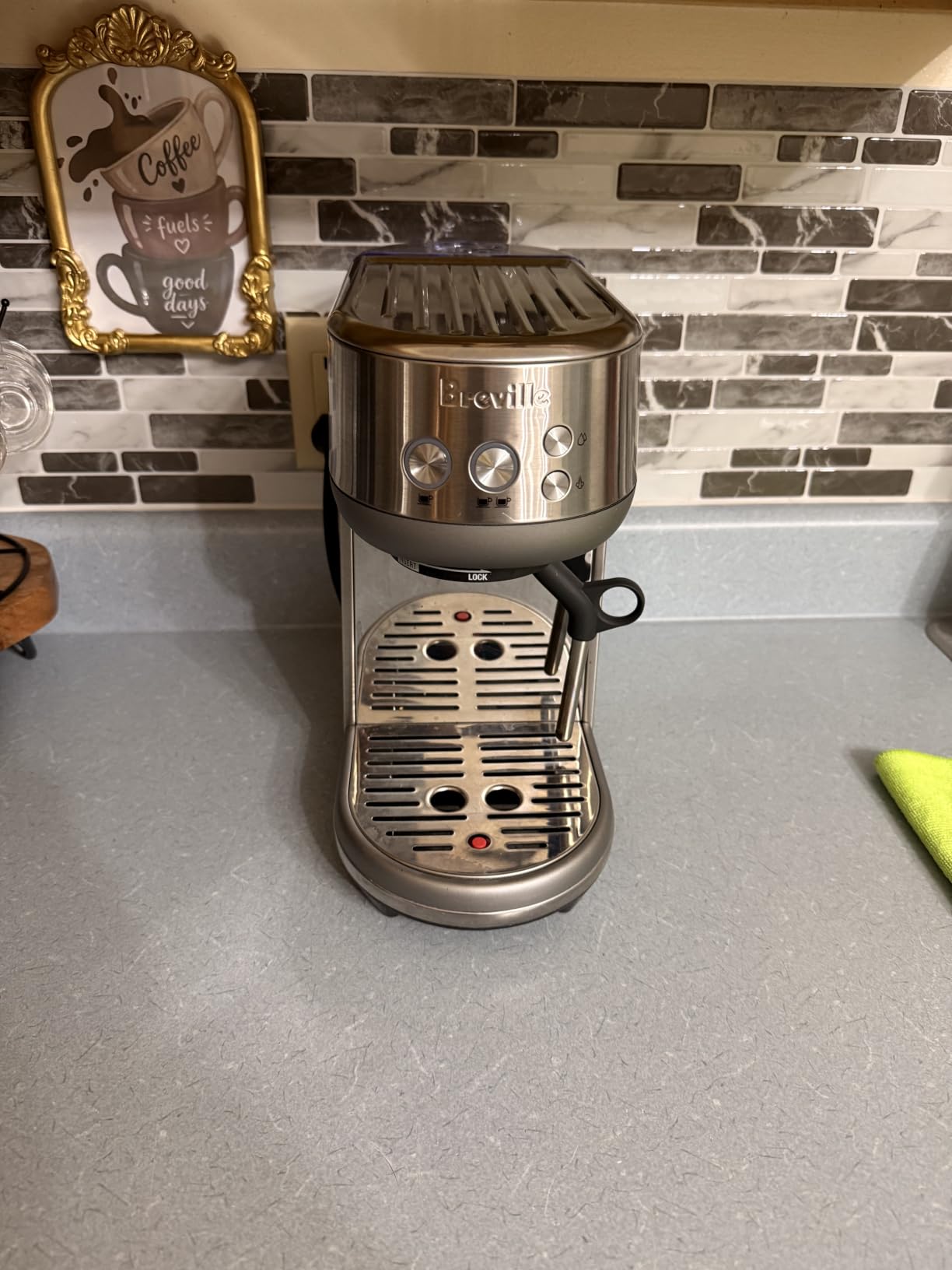 Breville BES450BSS Bambino Espresso Machine, Brushed Stainless Steel | Make cafe-quality espresso, lattes and cappuccinos at home with this compact, manual coffee maker | Beginner-friendly customer photo 1