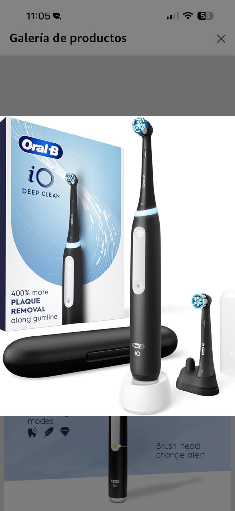 Oral-B iO Series 3 Limited Deep Clean Rechargeable Electric Toothbrush for Adults, Black, 3 Modes, Smart Pressure Sensor, Plaque Removal and Gum Care, 2 Replacement Brush Heads, Travel Case customer photo 2