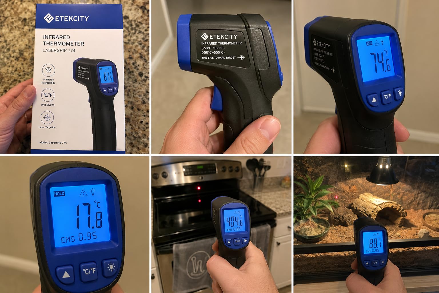 Etekcity Infrared Thermometer Laser Temperature Gun 774 | Cooking, Pizza Oven, Griddle, BBQ, Meat, HVAC, Engine, Adjustable Emissivity, MAX Display, Surface Measurement customer photo 2