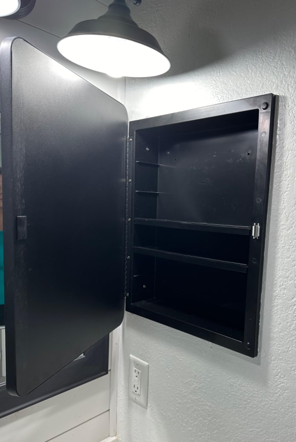 Plastic Black Medicine Cabinet 16x24 Beveled Mirror, Recessed/Surface Mount customer photo 2