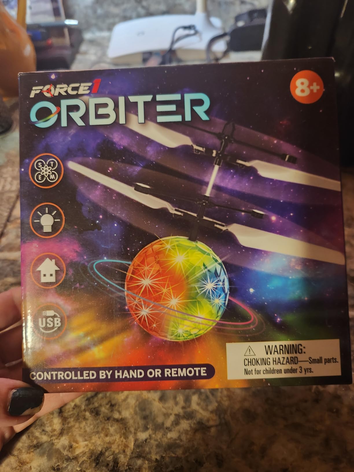 Force1 Orbiter Flying Orb Ball Toy Hand Operated Spinner Drones for Kids - Mini UFO Drone Toys with Remote, Rechargeable LED Indoor Floating Hover Hand Controlled Orb Toys customer photo 1