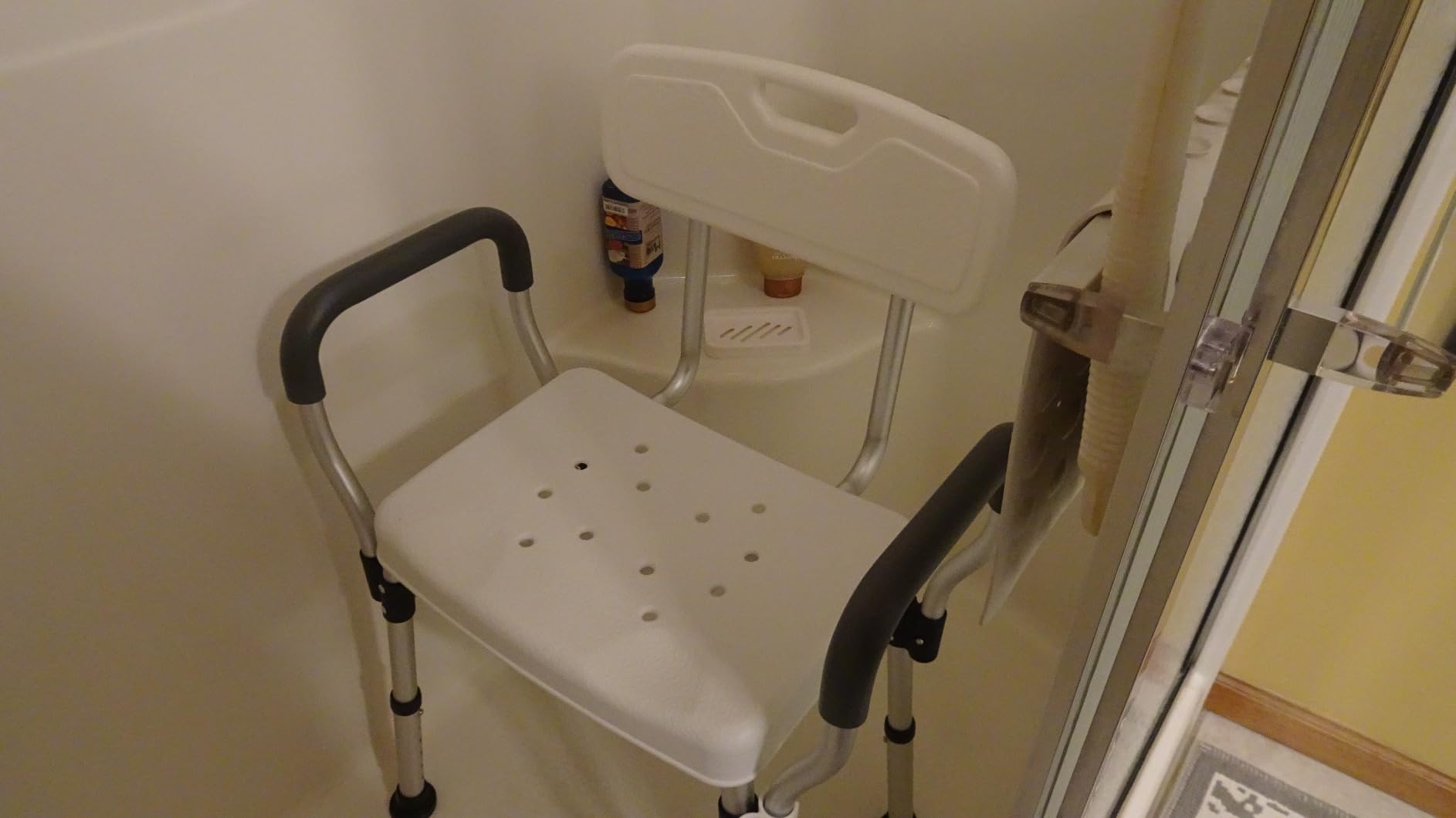 Sangohe Shower Chair, Heavy Duty Shower Seat with Back, Arms, Adjustable Height, Ideal for Bathtub, Handicap, Elderly, 796C customer photo 1