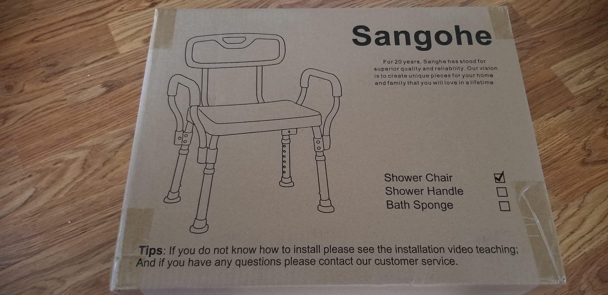 Sangohe Shower Chair, Heavy Duty Shower Seat with Back, Arms, Adjustable Height, Ideal for Bathtub, Handicap, Elderly, 796C customer photo 2