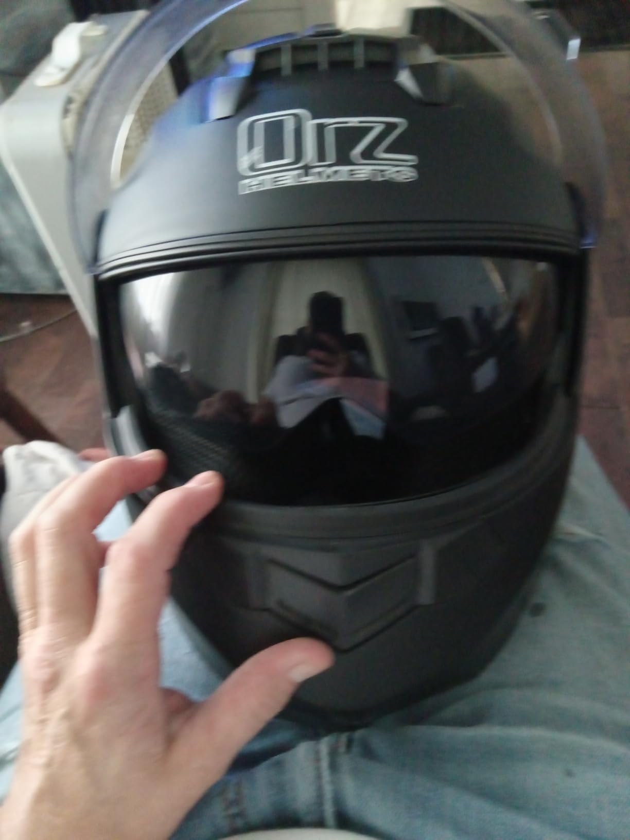 Bluetooth Modular Motorcycle Helmet DOT/ECE Approved Full Face Flip up Anti-Fog Double Visor Helmet Built-in Dual Speaker with Microphone for Adult Men and Women… customer photo 2