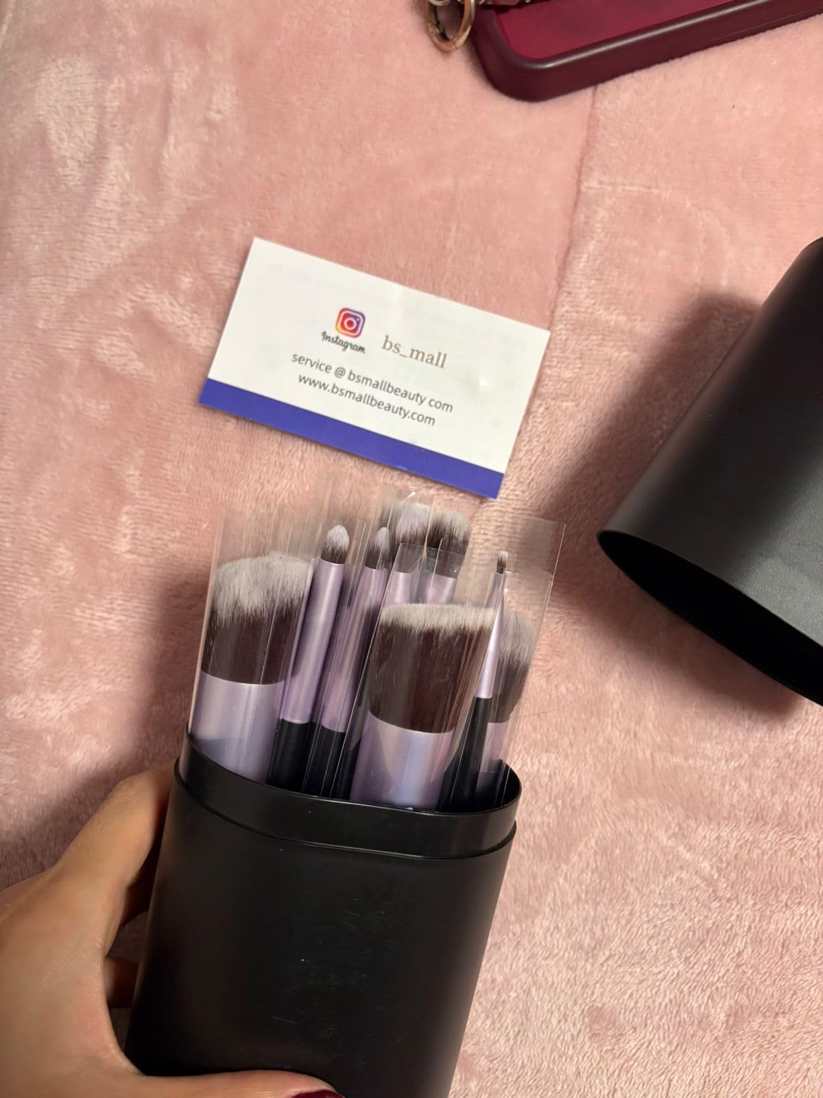 BS-MALL Makeup Brushes Premium Synthetic Foundation Powder Concealers Eye Shadows 14 Pcs Purple for Makeup Beginner or Professional with Travel Case customer photo 1