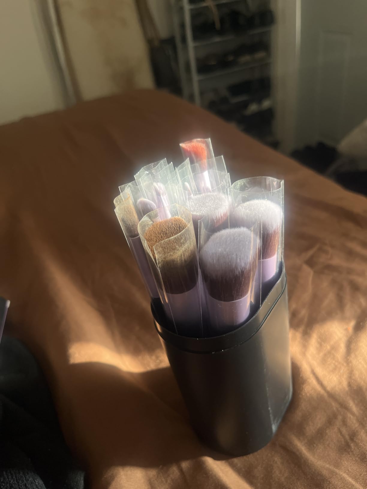 BS-MALL Makeup Brushes Premium Synthetic Foundation Powder Concealers Eye Shadows 14 Pcs Purple for Makeup Beginner or Professional with Travel Case customer photo 2