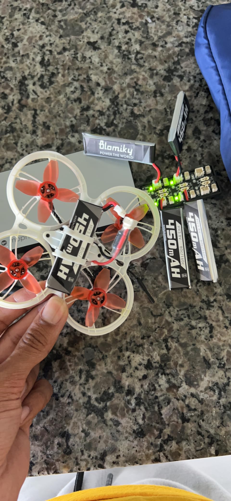 Blomiky 4 Pack 1S 3.8V 450mAh 80C Lipo Battery with PH2.0 Plug Compatible with S Free Style RC Quadopter Drone customer photo 2