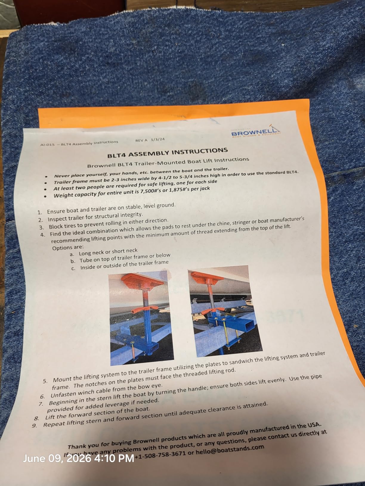 US Marine Products LLC Trailer Mounted Boat Lift BLT4 Brownell Set of 4 customer photo 2