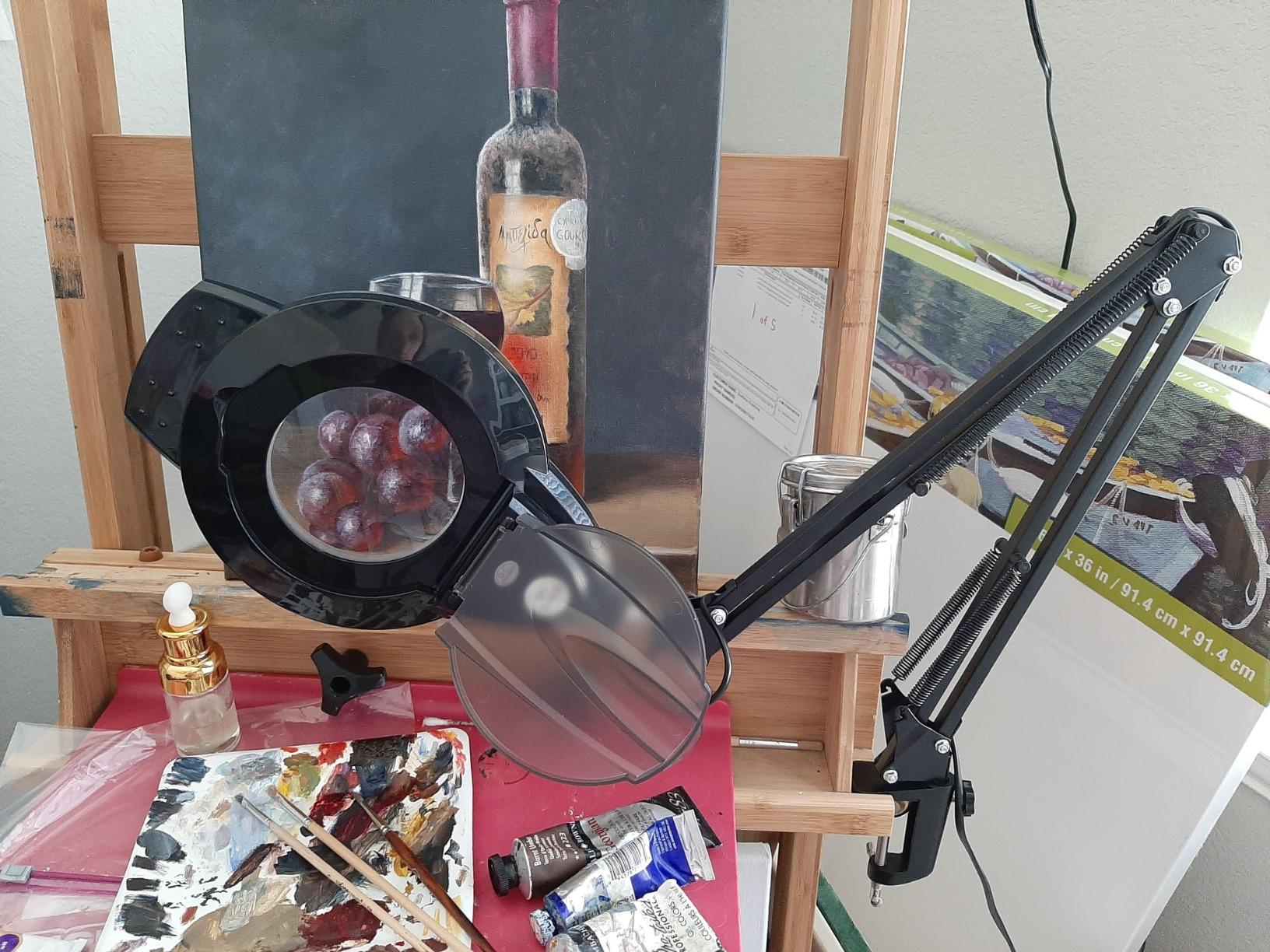 KIRKAS Magnifying Glass with Light, 2,200 Lumens Magnifying Lamp 12X | with Clamp, Stepless Dimmable Real Glass Lens Magnifier, Adjustable Arm Workbench Light for Close Work Hobby Repair - Black customer photo 2