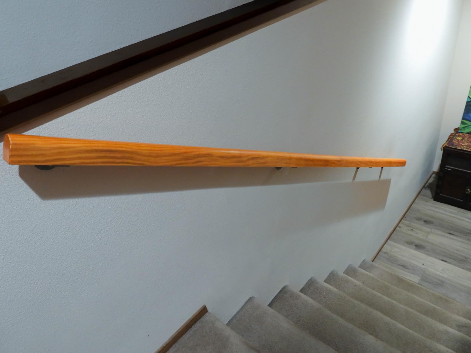 Wooden Stair Handrail, Single Piece Handrails, Complete Kit with Metal Bracket, Safety Anti-Slip Wall Stair Rail for Indoor Elderly Children, for Bars Lofts Kindergarten Guardrail Corridor(8ft) customer photo 1