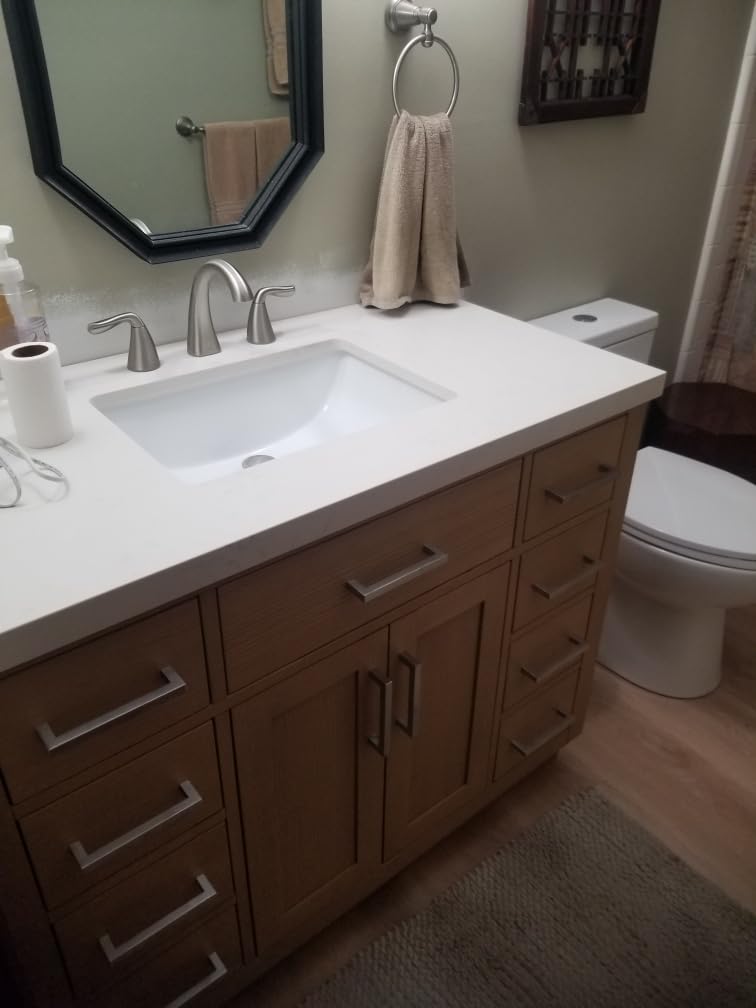 ARIEL Hepburn 72-inch Bathroom Vanity with Sink,Solid Wood, 1.5-inch Italian Carrara Marble Countertop, Double Rectangular Porcelain Sink, 4 Soft Closing Doors, 6 Dovetail Drawers, White customer photo 1