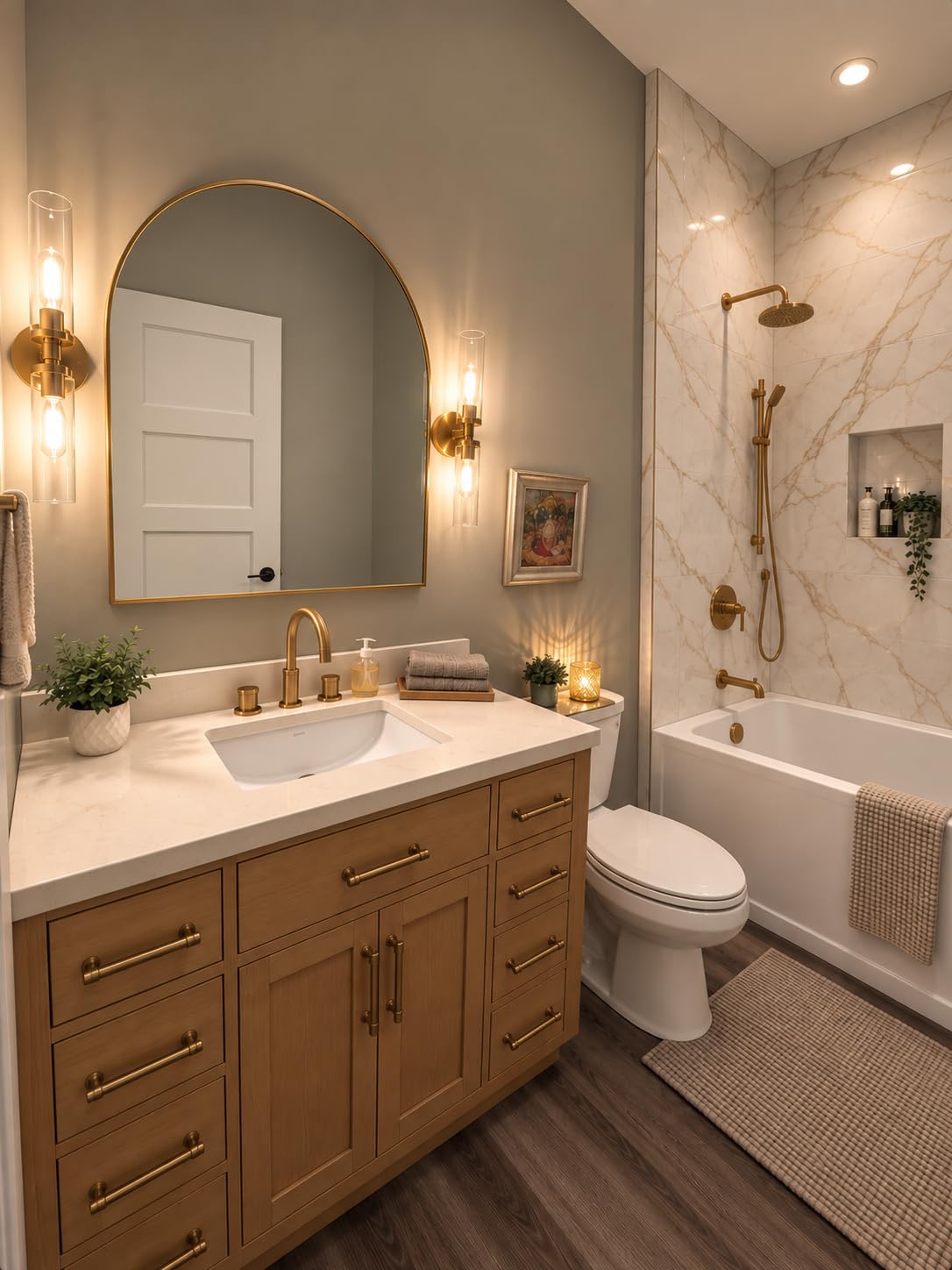 ARIEL Hepburn 72-inch Bathroom Vanity with Sink,Solid Wood, 1.5-inch Italian Carrara Marble Countertop, Double Rectangular Porcelain Sink, 4 Soft Closing Doors, 6 Dovetail Drawers, White customer photo 2