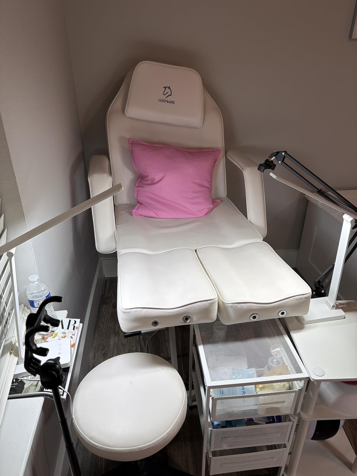 Facial Chair,73″ Tattoo Chair for Client,3-Section Adjustable Massage Table with Stool,Multipurpose Beauty Beds Salon Equipment for Esthetician,Tattooshop,Spa (White) customer photo 2