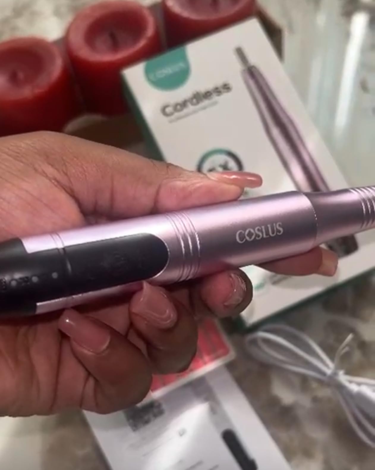 COSLUS C20 Cordless Nail Drill Electric File, All-in-One Kit, Purple customer photo 2