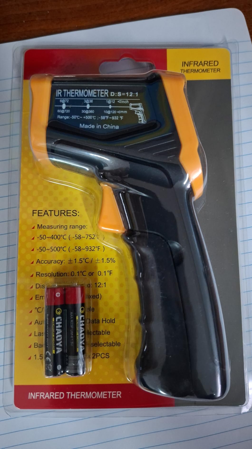 Digital Infrared Thermometer gun for cooking,BBQ,Pizza oven,Ir Thermometer with Backlight,-58℉~932℉(-50℃~500℃) Handheld Non Contact Heat Laser Temperature Gun (Not for Human) customer photo 2
