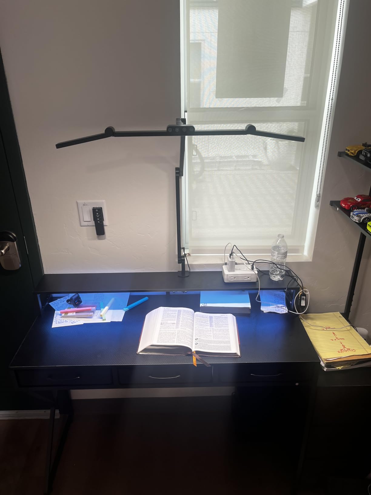 Micomlan Led Desk Lamp with Clamp, Architect Desk Lamp for Home Office with Atmosphere Lighting, 24W Ultra Bright Auto Dimming Computer Light Stepless Dimming and Tempering LED Table Light customer photo 1