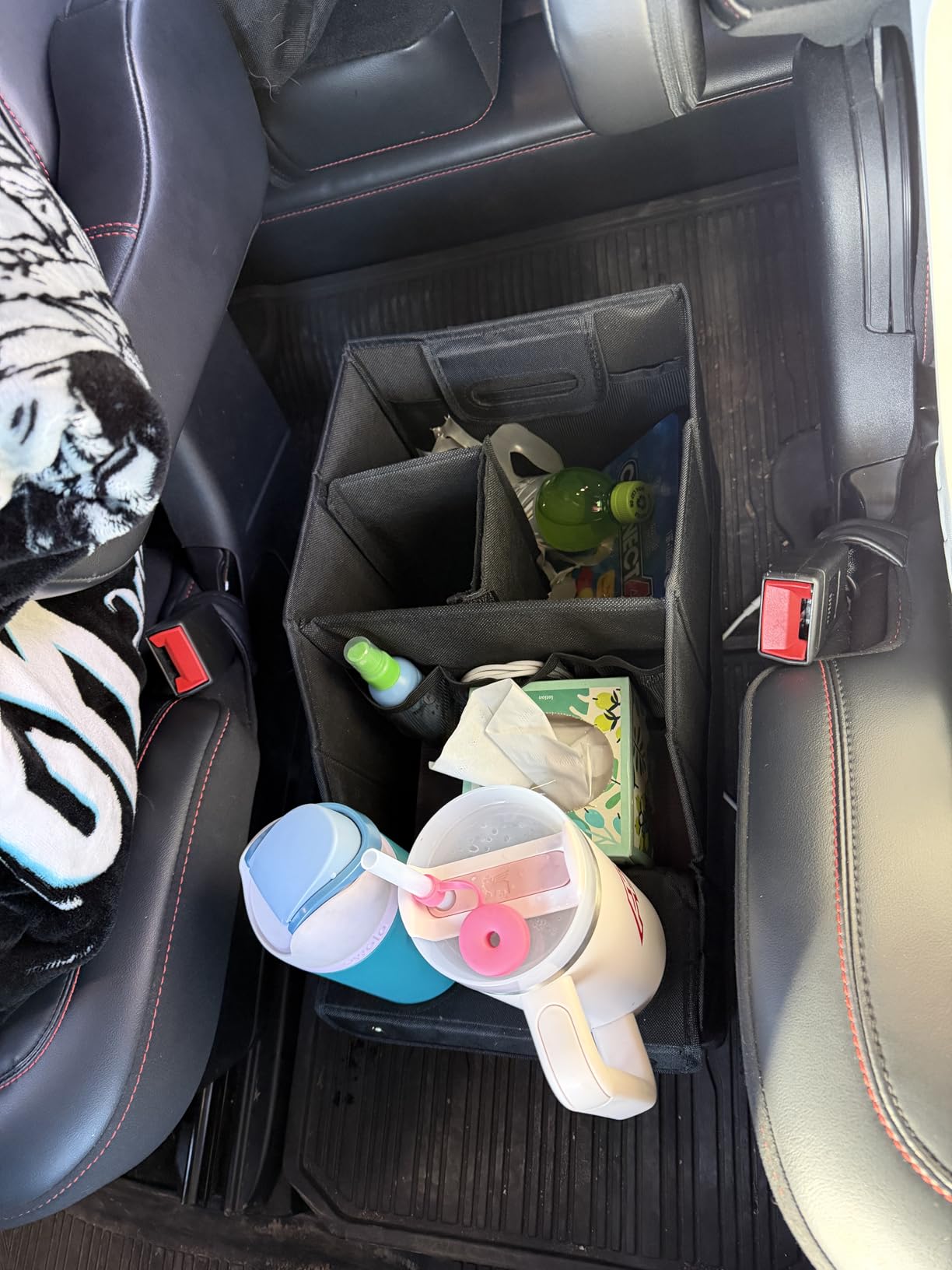 MULISOFT Car Backseat Organizer with 11 Compartments & 2 Cup Holders, Black customer photo 2