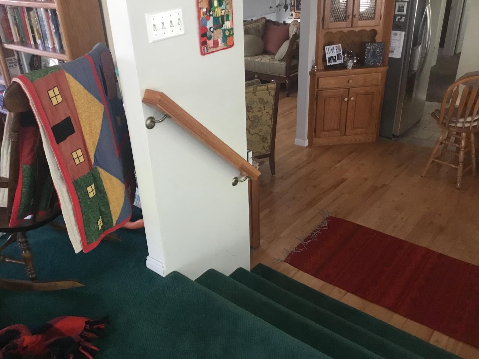 Solid Red Oak Handrail Kit with Wall Returns and Wall Mount Brackets (Matching Screws Included). 6010 Profile Unfinished. Indoor Use Only. (7 Ft, Brush Nickel) customer photo 1