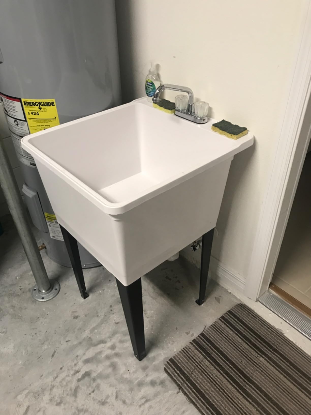 Tehila Basics by JS Jackson Supplies 21-Gallon Black Freestanding Utility Sink with Black 2-Handle Faucet, Heavy Duty Plastic Laundry Tub with Adjustable Legs customer photo 1