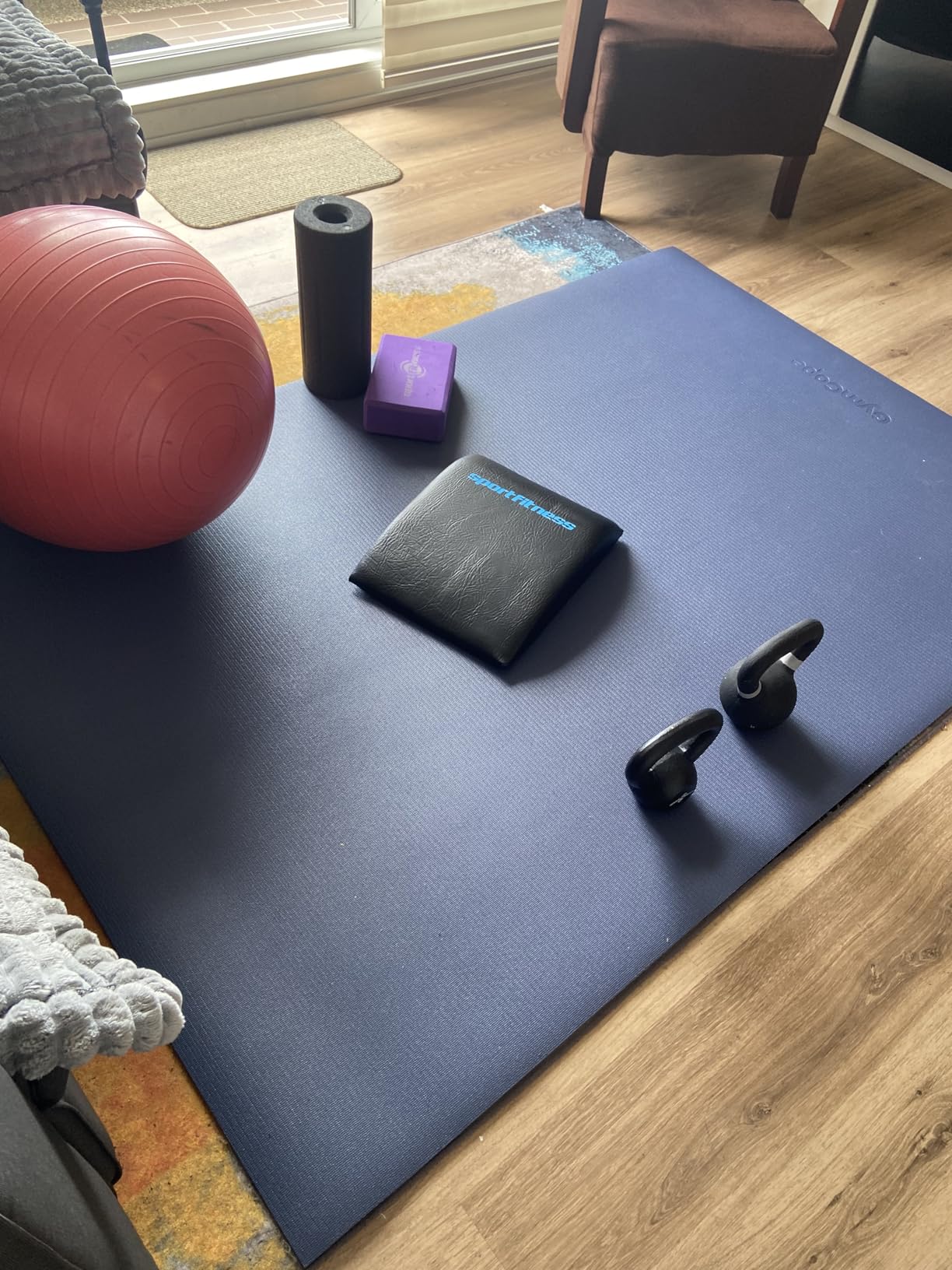 GymCope Large Exercise Mat for Home Workouts, 12x6/10x6/9x6/8x6/7x5/6x4 ft customer photo 2