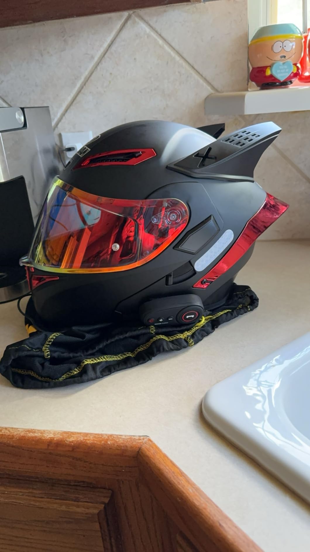 Bluetooth Modular Motorcycle Helmet with Tail DOT/ECE Approved Flip Up Front Helmets Dual Anti-Fog Visors Full Face Helmet Built-in Mp3 Integrated for Adults Men Women 55-64CM (Medium, Q) customer photo 2