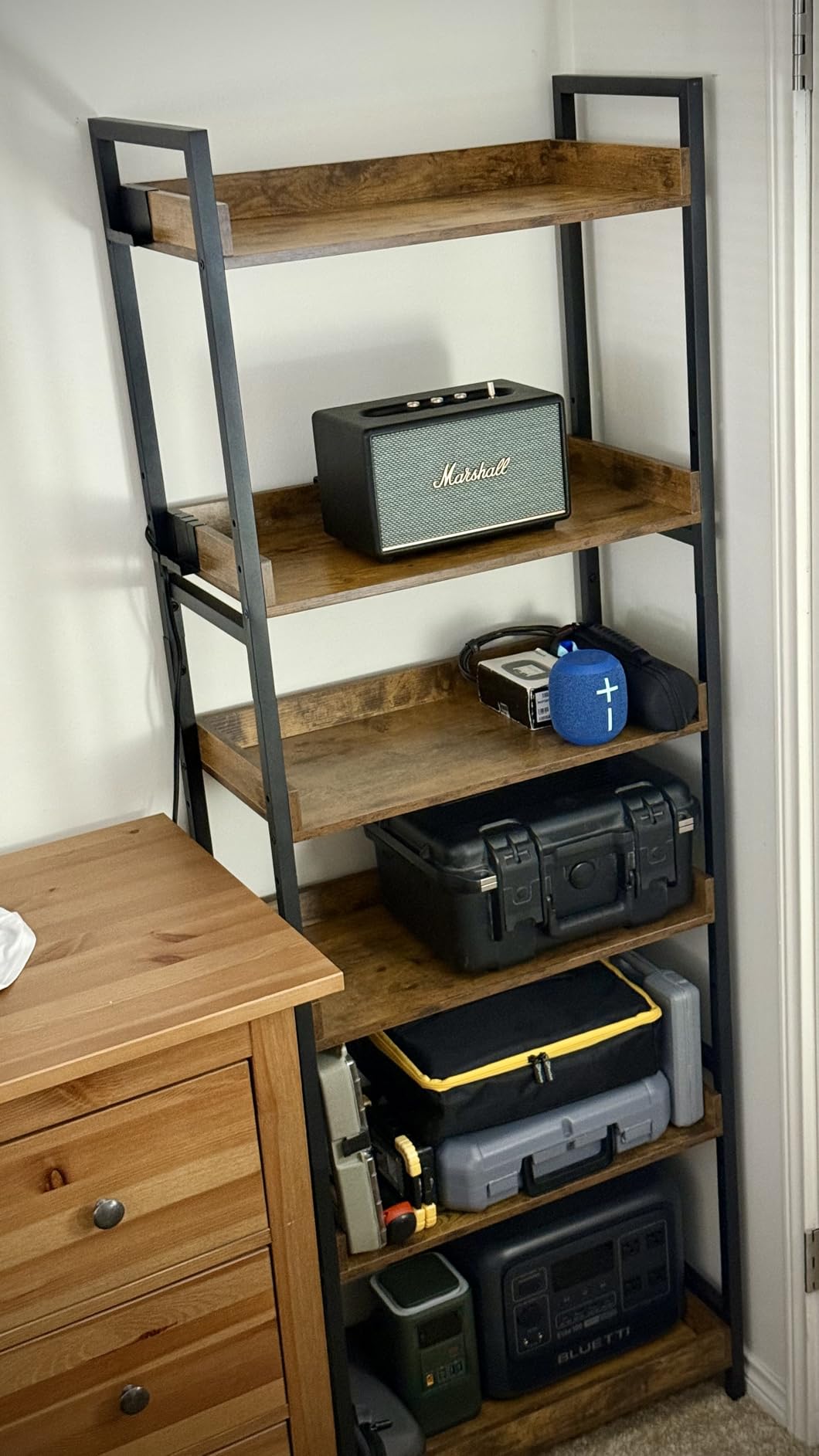 HCHQHS Adjustable 6 Tier Open Bookcase, Rustic Farmhouse Book Shelves, Industrial Wood and Black Metal Bookshelves, Mid Century Bookcase for Home Office Living Room Bedroom customer photo 2