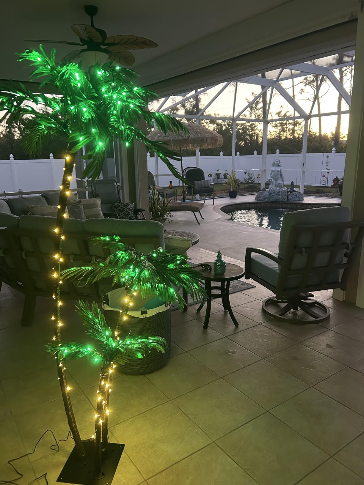 LIGHTSHARE Lighted 6FT Gorgeous Palm Tree 3Trunks Artificial Palm Tree 203LED Lights for Office Decoration Outdoor and Indoors Tiki Bar Christmas Patio Pool- Electric customer photo 1